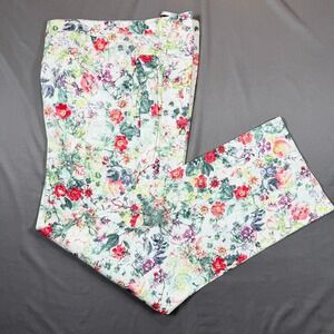 Insight New York Women 16 White Floral Straight Leg Stretch Pants Garden Party